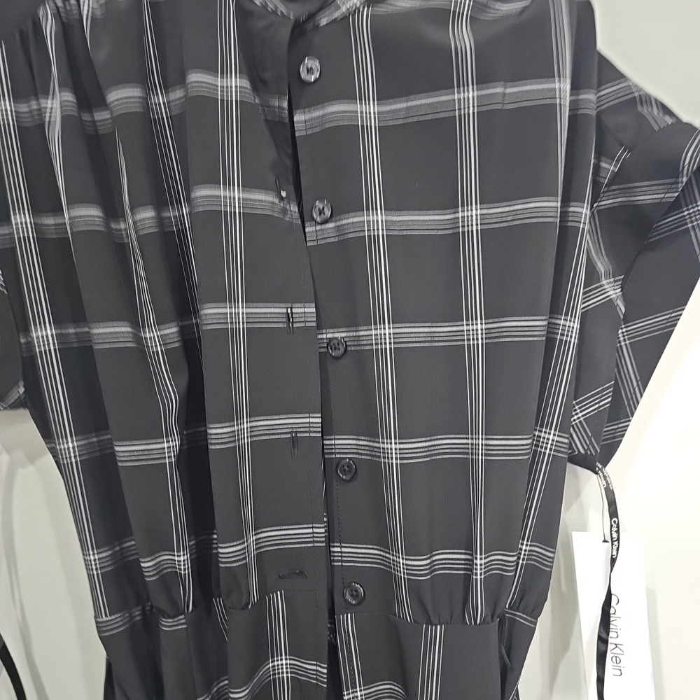 New.Calvin Klein Black and White Checkered Midi Dress - Picture 5 of 6